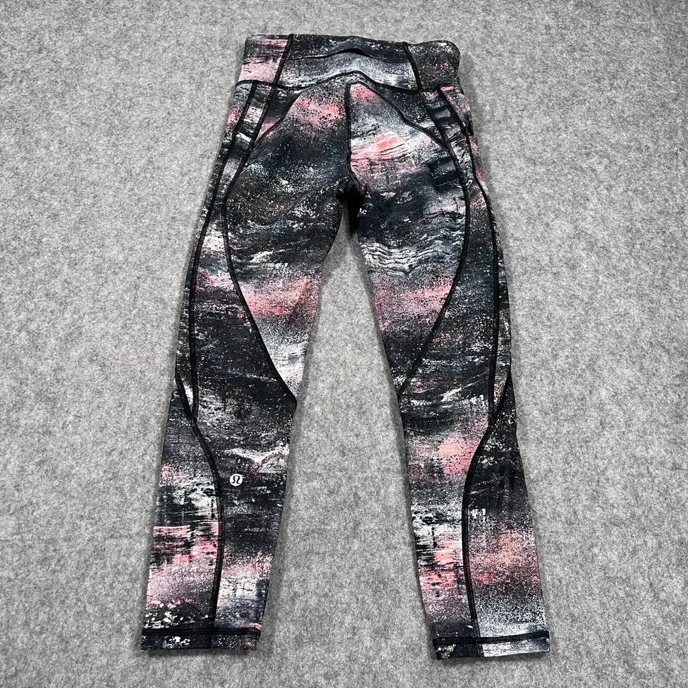 Lululemon‎ Athletica Azurite Poppy Coral Time To Sweat Crop Women's Size 4